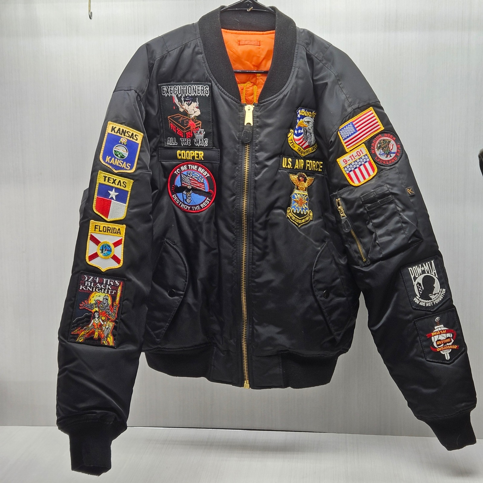 Rothco Ultra Force Ma-1 Flight Jacket Black Us Air Force Patches Mens Xl Bomber